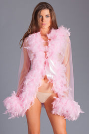 Be Wicked - Lux - Robe met Veren - Roze - One Size-laced-up.nl