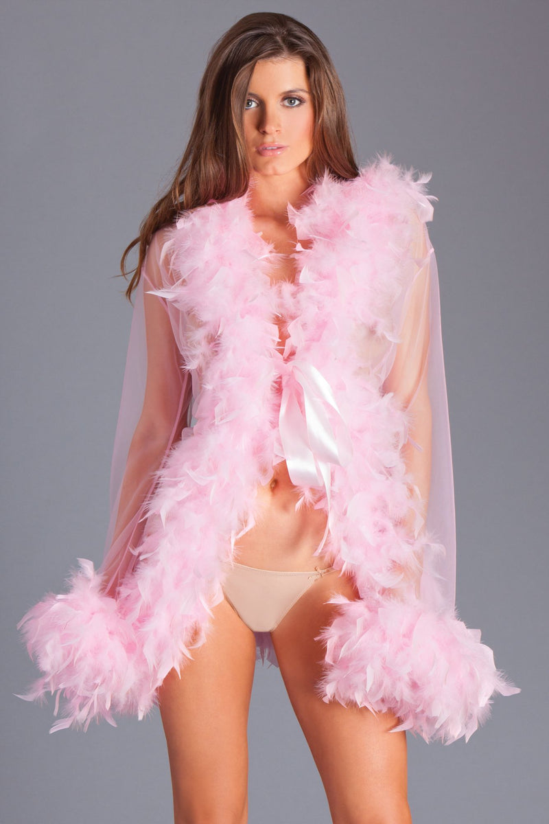 Be Wicked - Lux - Robe met Veren - Roze - One Size-laced-up.nl