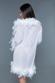 Be Wicked - Lux - Robe met Veren - Wit - One Size-laced-up.nl