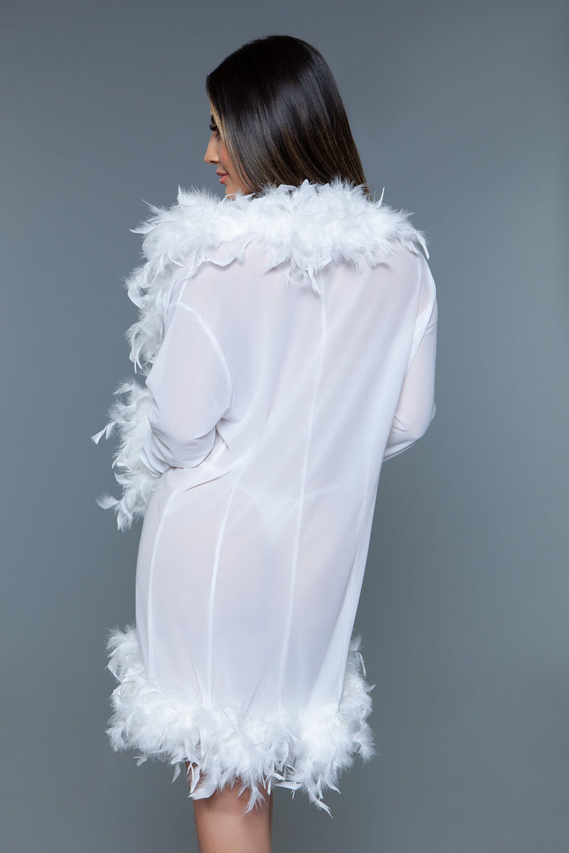Be Wicked - Lux - Robe met Veren - Wit - One Size-laced-up.nl