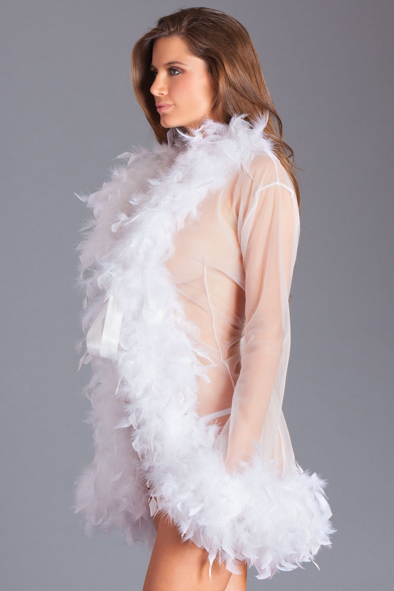 Be Wicked - Lux - Robe met Veren - Wit - One Size-laced-up.nl