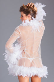Be Wicked - Lux - Robe met Veren - Wit - One Size-laced-up.nl