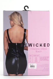 Be Wicked - Miranda - Open Borsten Jurk - Faux Leather - Zwart-laced-up.nl