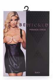Be Wicked - Miranda - Open Borsten Jurk - Faux Leather - Zwart-laced-up.nl