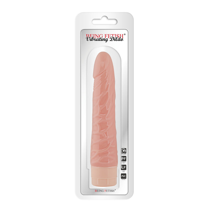 Being Fetish - PVC - Vibrerende Dildo - 19,8 cm – Lichte huidskleur-Erotiekvoordeel.nl
