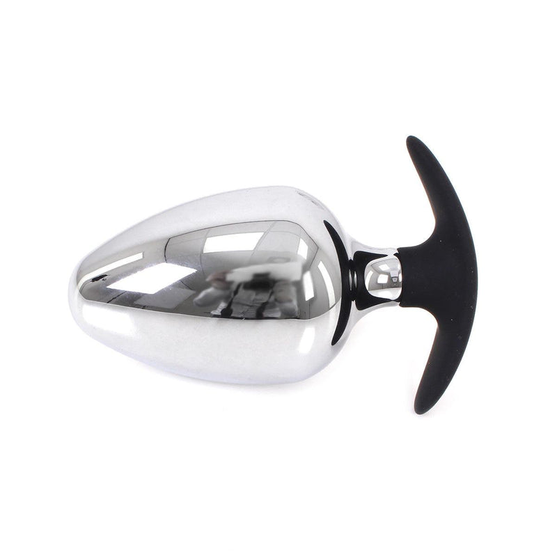 Kiotos - Big Ass RVS Buttplug S 70 mm x 12 cm Met Siliconen voet/handvat-Laced-up.nl