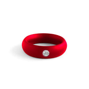 Black Label - Donut Cockring met Sierkristal - Mat rood-laced-up.nl