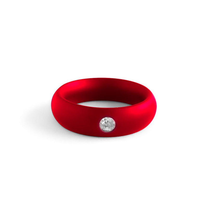 Black Label - Donut Cockring met Sierkristal - Mat rood-laced-up.nl