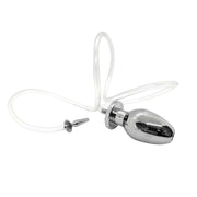Black Label - Fire Hose - Holle Penisplug met Slang en Holle Buttplug - RVS - Zilver-Laced-up.nl