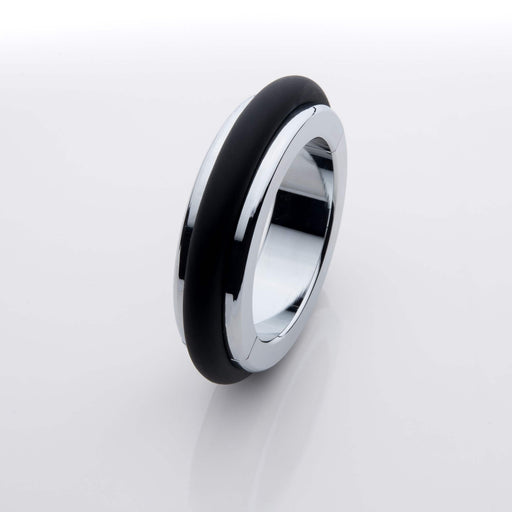 Black Label - Fusion Ring - Cockring van Metaal met Siliconen - Small - Ø 35 x 7 x 15 mm-Laced-up.nl