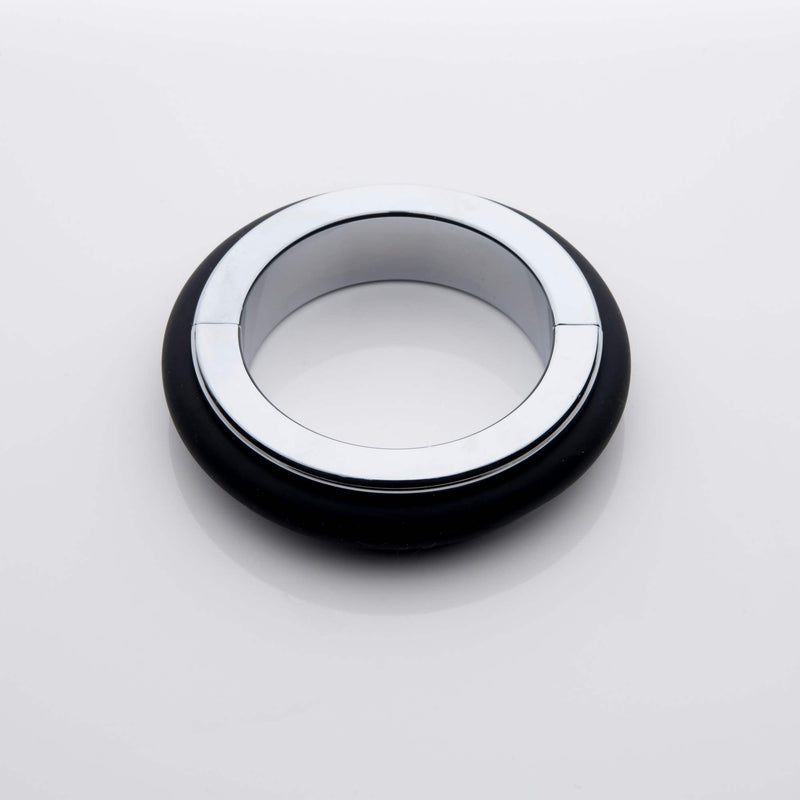 Black Label - Fusion Ring - Cockring van Metaal met Siliconen - Small - Ø 35 x 7 x 15 mm-Laced-up.nl