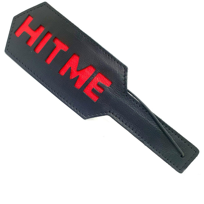 Black Label - Hit Me - Lederen Paddle met Studs - Zwart/Rood-Laced-up.nl