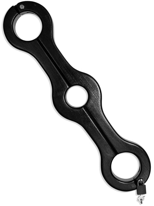 Black Label - Houten Schandpaal Genitale handboeien-Laced-up.nl