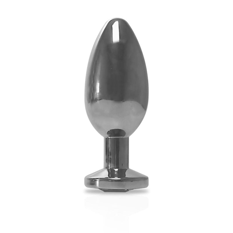 Black Label - RVS Buttplug met Transparant Sierkristal-laced-up.nl