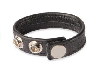 Black Label - Lederen Cockstrap met Drie Drukknopen - Verstelbaar - Zwart-Laced-up.nl