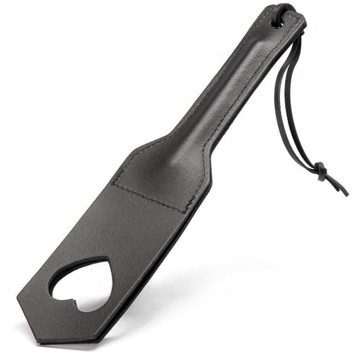 Black Label - Lederen Paddle met Uitgesneden Hart - Zwart-Laced-up.nl