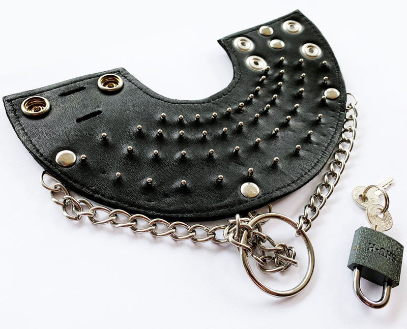 Black Label - Parachute Ball Stretcher met Spijkers en Slotje - Leer - Zwart-Laced-up.nl