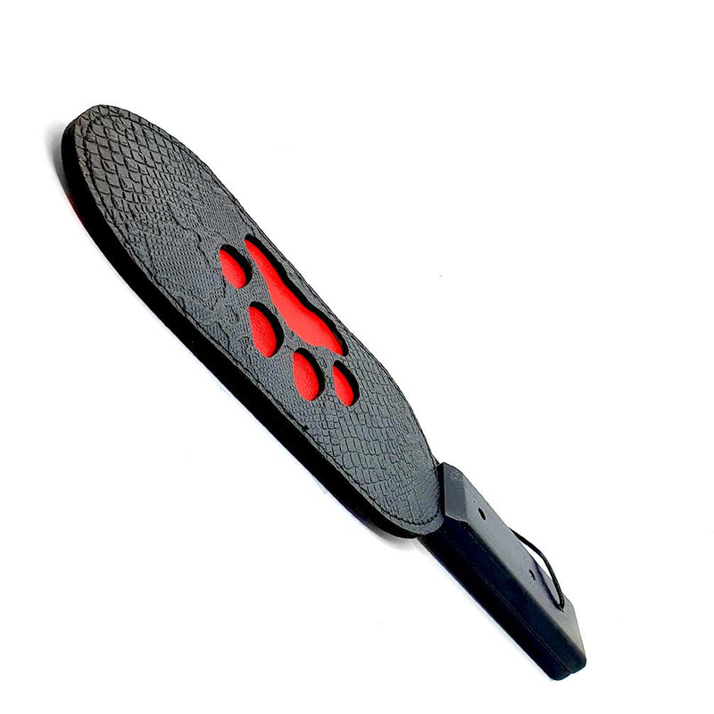 Black Label - Puppy Paw Paddle - Leer - Zwart/Rood-Erotiekvoordeel.nl