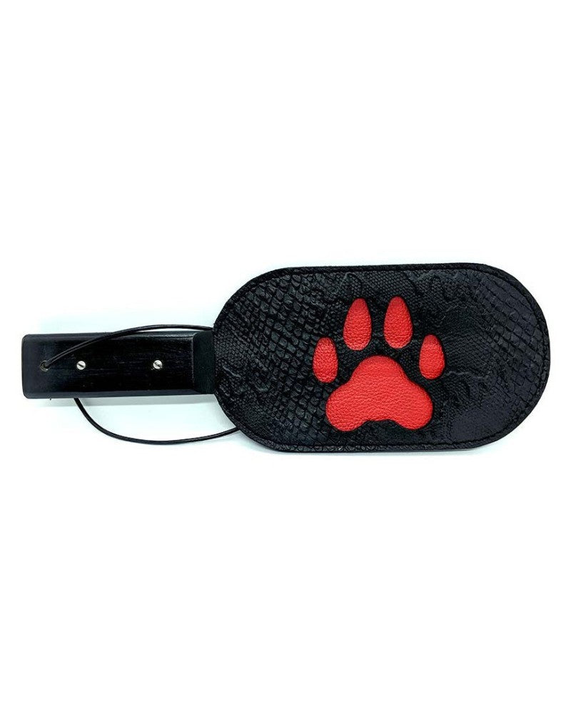 Black Label - Puppy Paw Paddle - Leer - Zwart/Rood-Erotiekvoordeel.nl