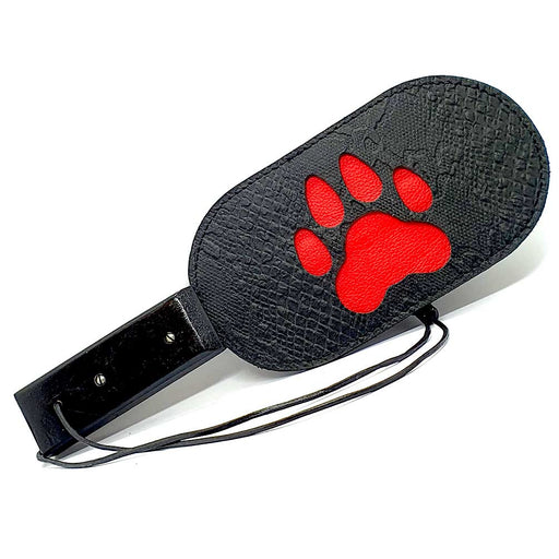Black Label - Puppy Paw Paddle - Leer - Zwart/Rood-Erotiekvoordeel.nl