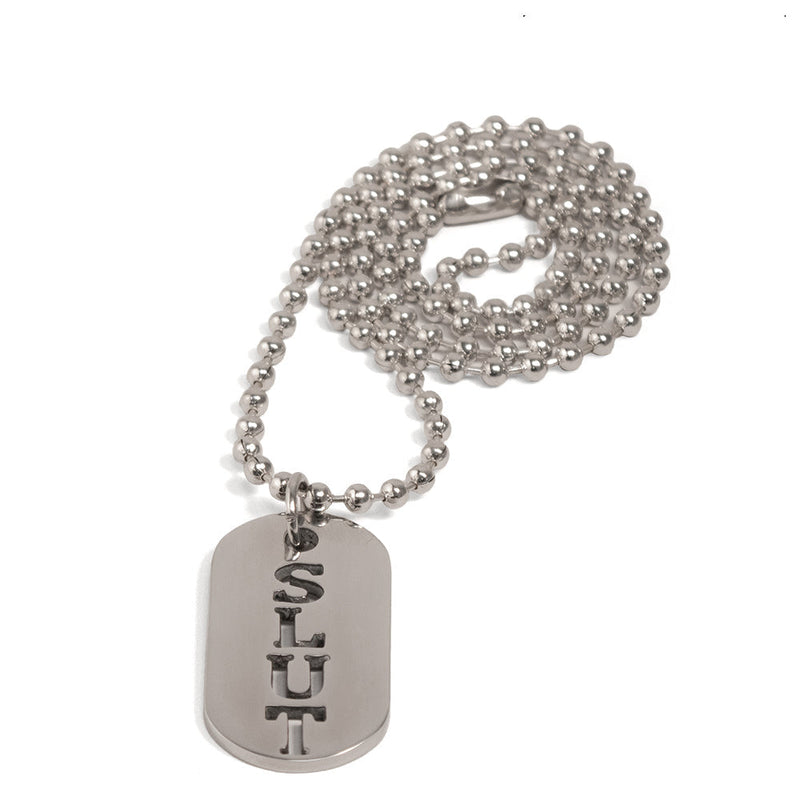 Black Label - SLUT - Kink-Fetisch-Hunde-Marke - Tageshalsband - Laced-up.nl