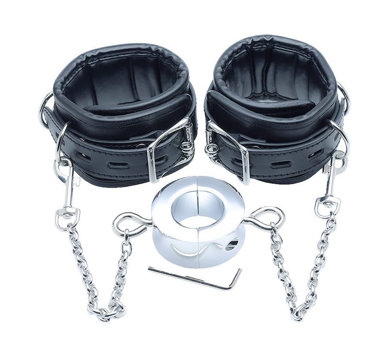Black Label - Stainless Steel Ballstretcher w. Ankle Restraints-laced-up.nl