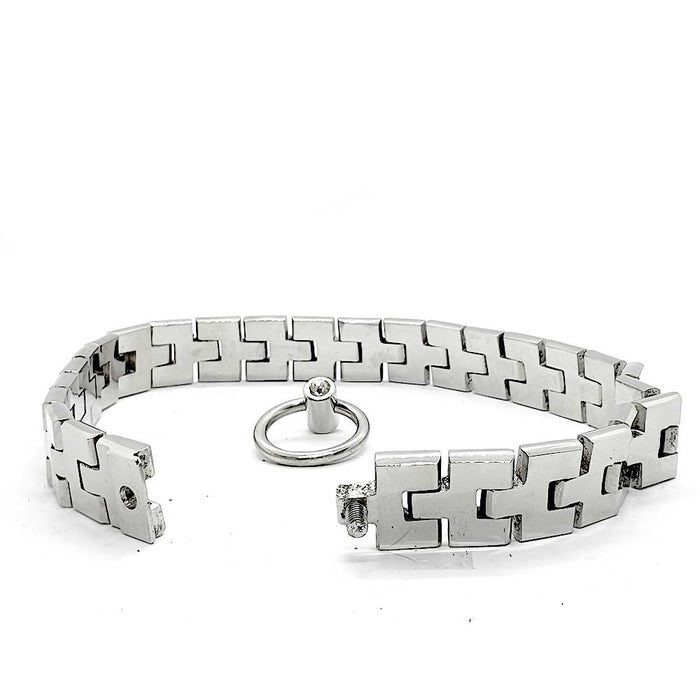 Black Label - Stainless Watch Link Collar With Gem Lock Silver-Laced-up.nl