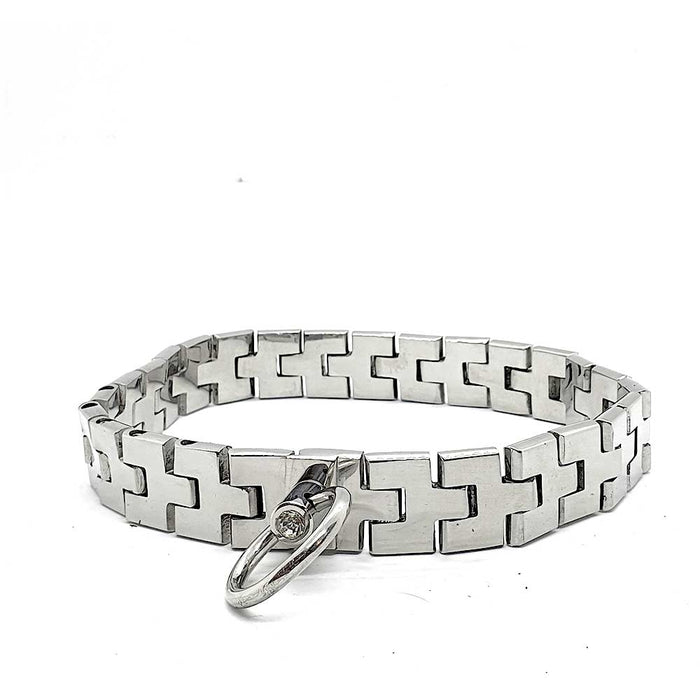 Black Label - Stainless Watch Link Collar With Gem Lock Silver-Laced-up.nl