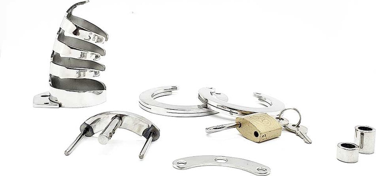 Black Label - The Classic - Klassieke RVS Half Open Peniskooi met slot-Laced-up.nl