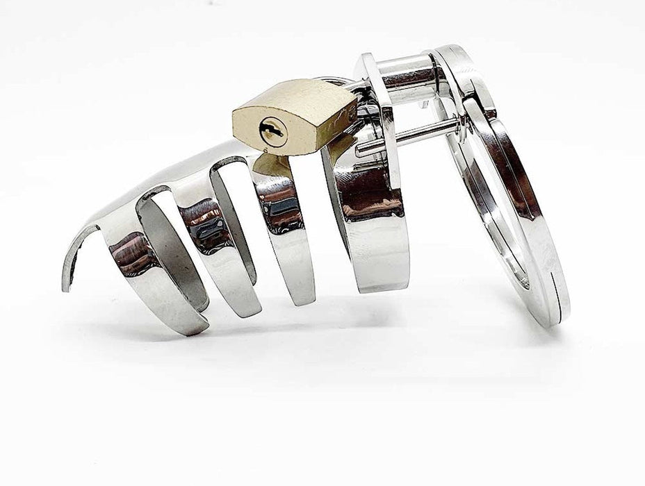 Black Label - The Classic - Klassieke RVS Half Open Peniskooi met slot-Laced-up.nl