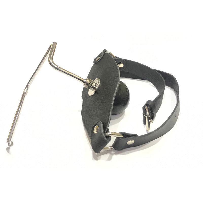 Black Label - The Holder - Gag met WC-rol houder - Leder/Siliconen - Zwart-laced-up.nl