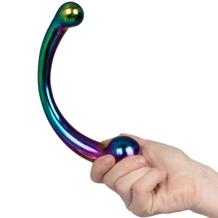Black Label - The Rainbow Curvy - Dubbelzijdige Metalen Dildo - RVS-laced-up.nl