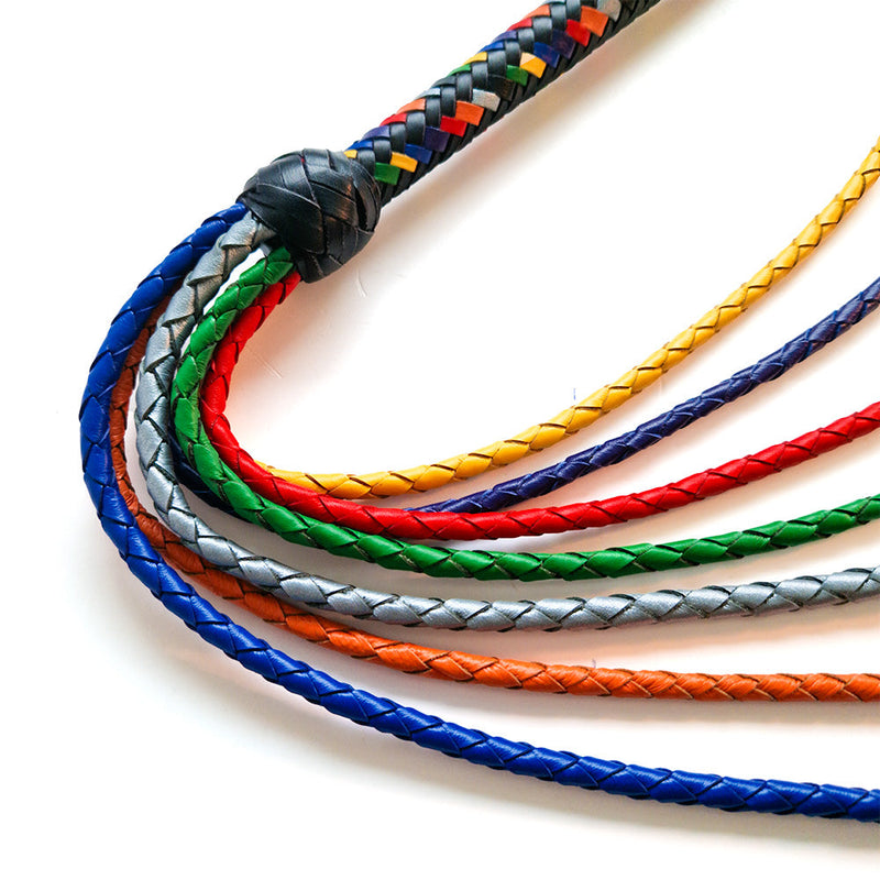 Black Label - Veelkleurige Gevlochten Lederen Flogger-Erotiekvoordeel.nl