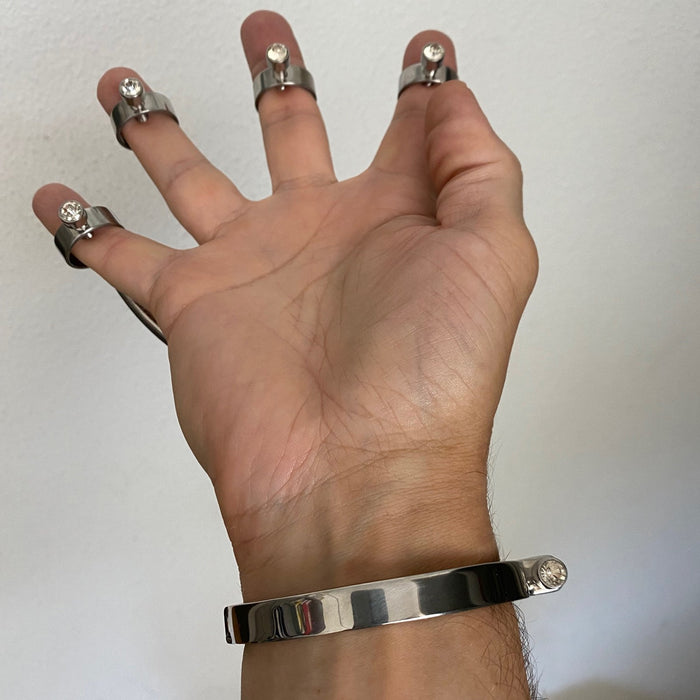 Black Label - Vinger Fixatie Boeien - RVS - Met Swarovski Decoratie - Zilver-Laced-up.nl