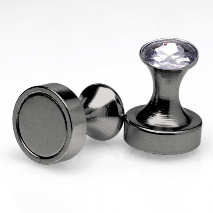 Black Line - Magnetische Power Pins Tepelklemmen met Siersteentje - Zwart-Laced-up.nl