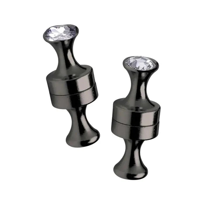 Black Line - Magnetische Power Pins Tepelklemmen met Siersteentje - Zwart-Laced-up.nl