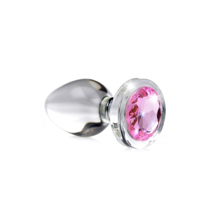 Booty Sparks - Pink Gem Glazen Buttplug Met Siersteen - Roze - Drie maten-Laced-up.nl
