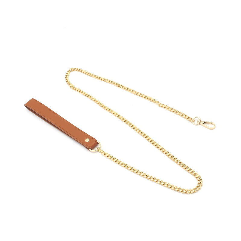 Bruin Leren collar Met Zwarte Strik En leiband-Laced-up.nl