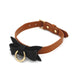 Bruin Leren collar Met Zwarte Strik En leiband-Laced-up.nl