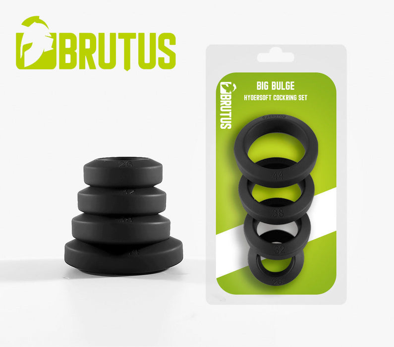 Brutus - Big Bulge - Siliconen Cockring Set met 4 verschillende maten - HyperSoft Silicone Cockring Set-Laced-up.nl
