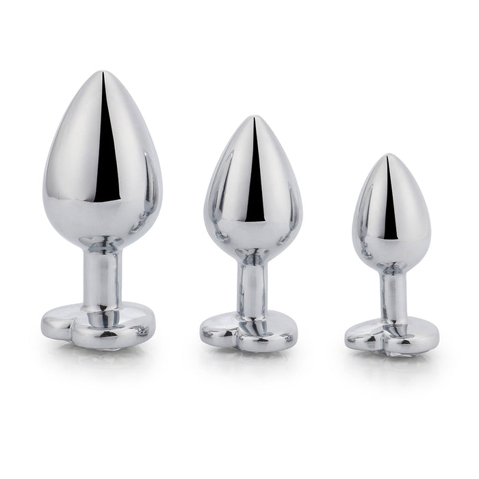Brutus - Buttplug - Set met Aluminium Buttplugs met kristal - Zwart/Transparant/Rood-Laced-up.nl