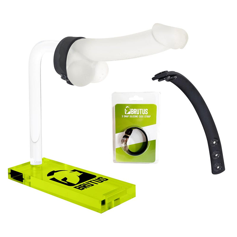 Brutus - Cockring - Siliconen Cock Strap - Zwart - 3 Snap Silicone Cock Strap-Laced-up.nl