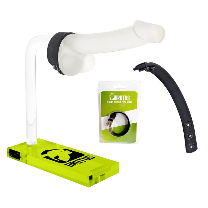 Brutus - Cockring - Siliconen Cock Strap - Zwart - 3 Snap Silicone Cock Strap-Laced-up.nl