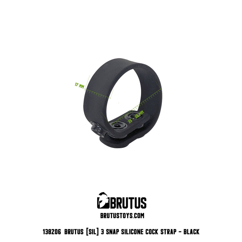 Brutus - Cockring - Siliconen Cock Strap - Zwart - 3 Snap Silicone Cock Strap-Laced-up.nl