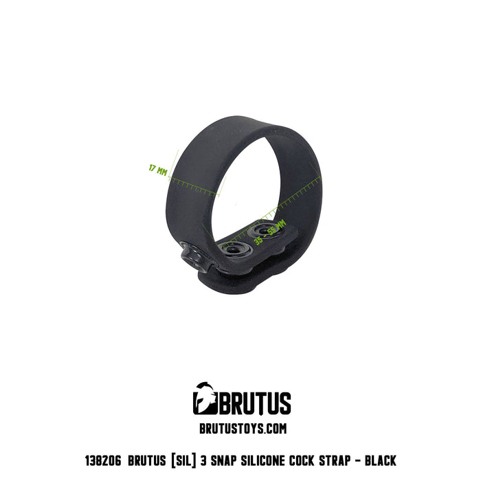 Brutus - Cockring - Siliconen Cock Strap - Zwart - 3 Snap Silicone Cock Strap-Laced-up.nl