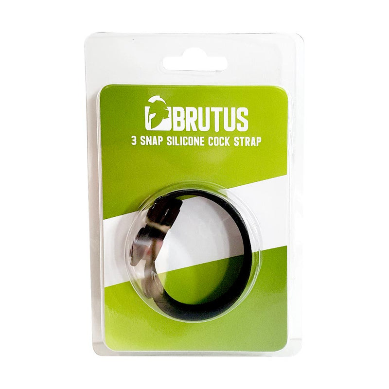 Brutus - Cockring - Siliconen Cock Strap - Zwart - 3 Snap Silicone Cock Strap-Laced-up.nl