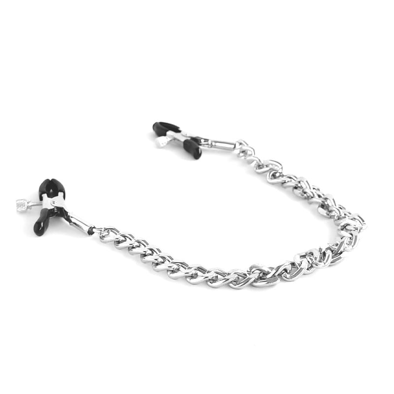 Brutus - Crocodile - Verstelbare Tepelklemmen met Ketting - Zilver-Laced-up.nl