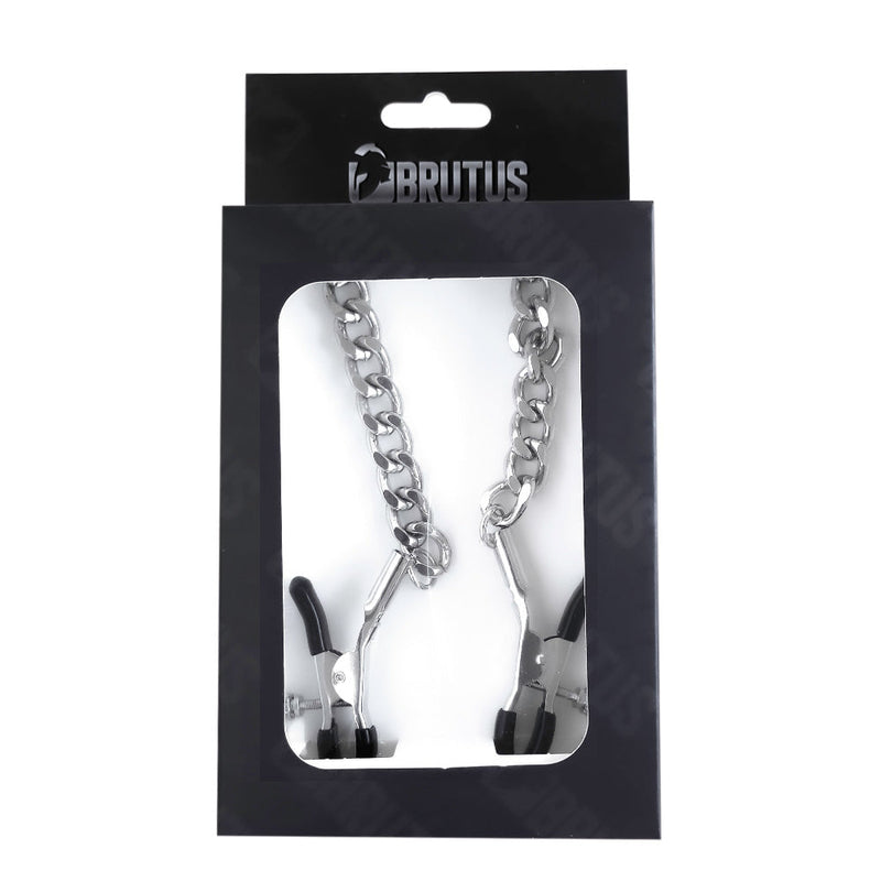 Brutus - Crocodile - Verstelbare Tepelklemmen met Ketting - Zilver-Laced-up.nl