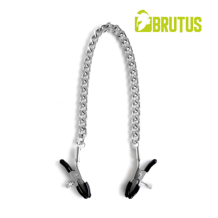 Brutus - Crocodile - Verstelbare Tepelklemmen met Ketting - Zilver-Laced-up.nl