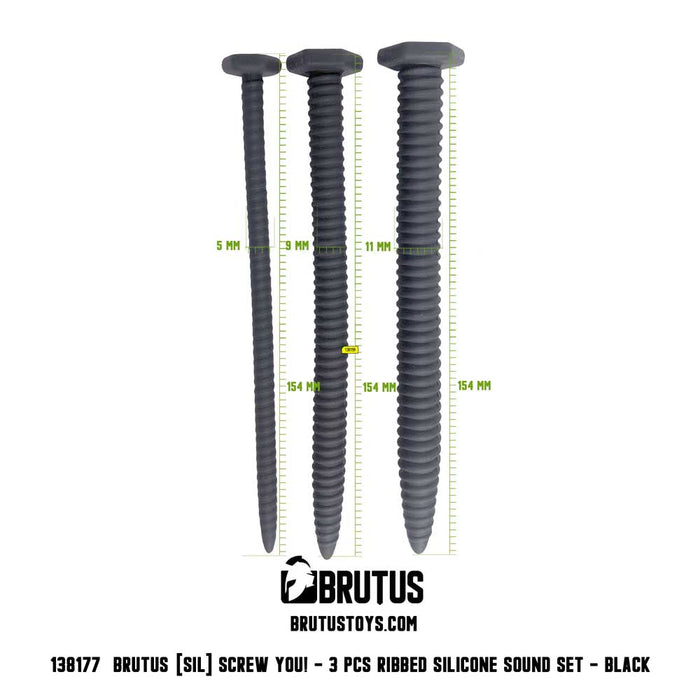 Brutus - Dilator - Siliconen Sound Set - Screw You! - Ribbed Silicone Sound Set 3 Pcs.-Laced-up.nl